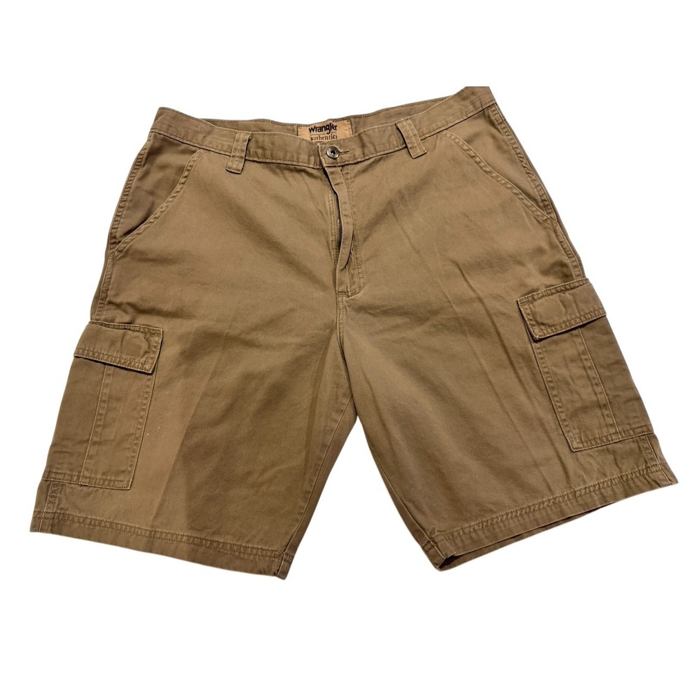 Wrangler Authentic Mens 38 Cargo Shorts Relaxed Utility Outdoor Hiking Khaki